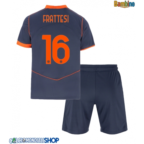 Maglie da calcio Inter Milan Davide Frattesi #16 Terza Maglia Bambino 2025-26 Manica Corta + Pantaloni corti)